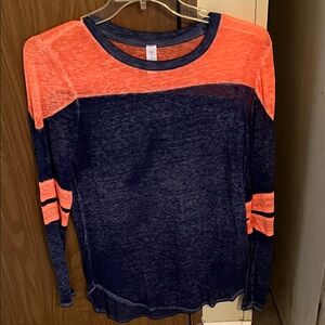 No Boundaries Blue and Orange Color Block Blouse